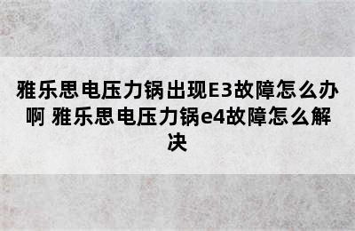 雅乐思电压力锅出现E3故障怎么办啊 雅乐思电压力锅e4故障怎么解决